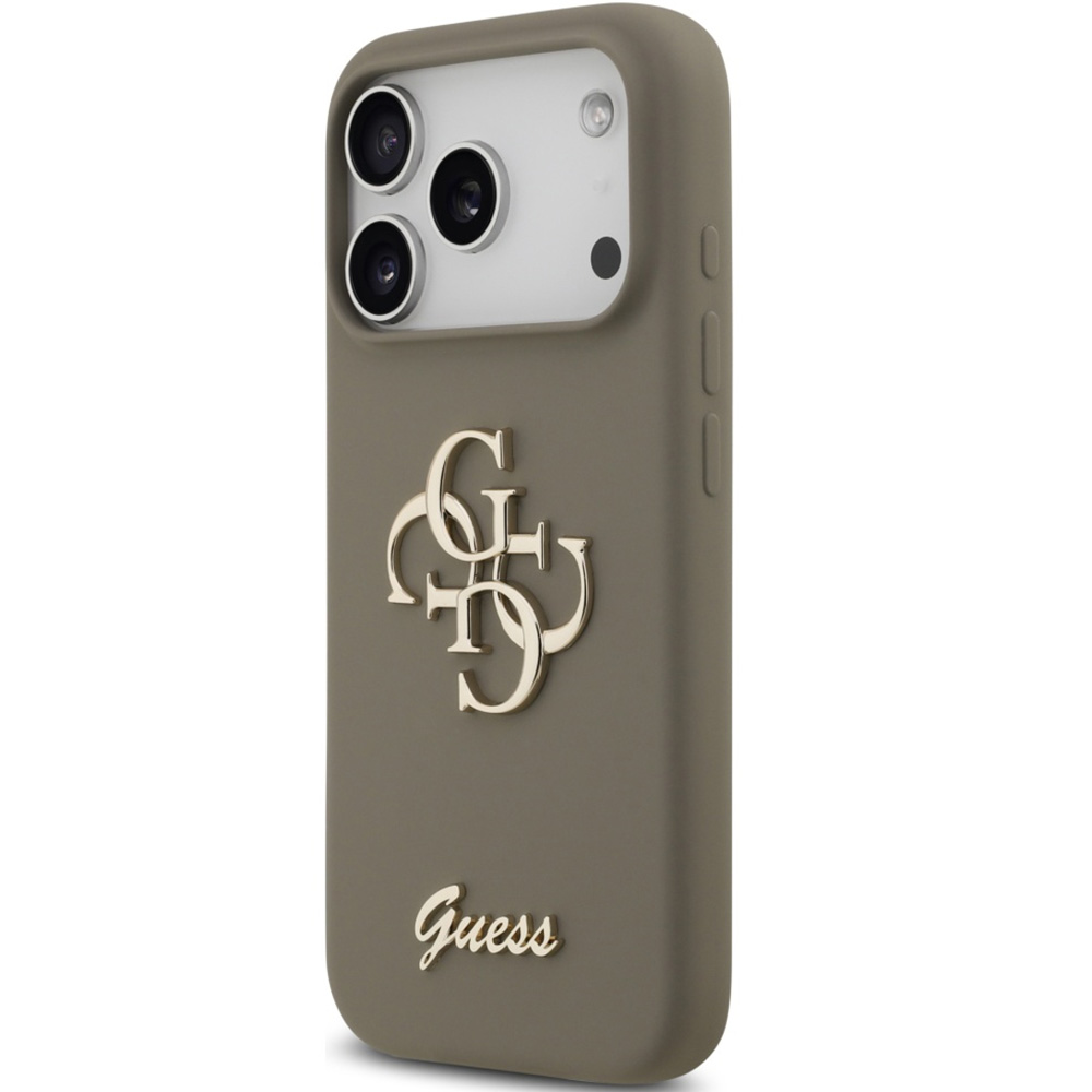 Etui Guess Hardcase Silicone Big 4G Script do iPhone 17 Pro, brązowe